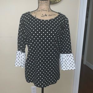 Green Envelope Polka Dot Top 2X